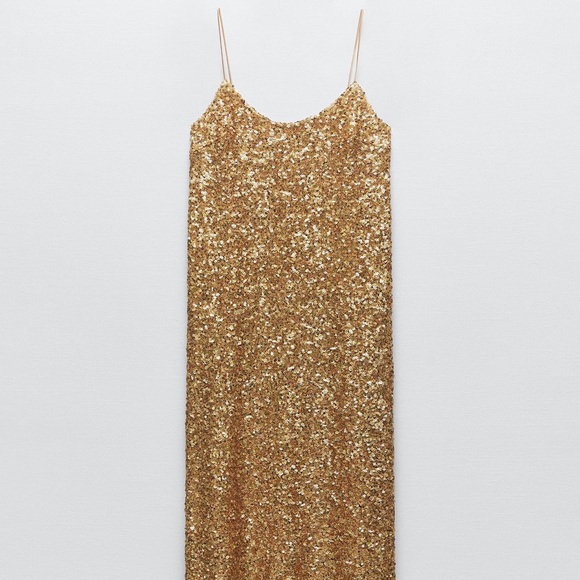 Zara SEQUIN KNIT SLIP DRESS - Picture 6 of 9